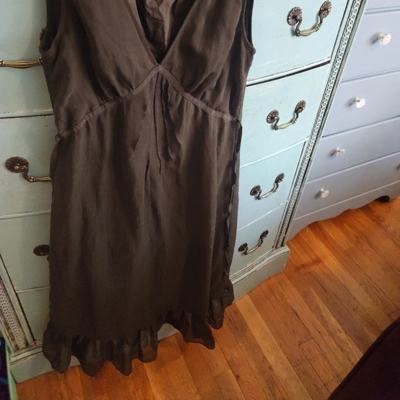 Banana Republic Olive Green Velvet Trim Cottagecore Dress Size 2 - Picture 6 of 6